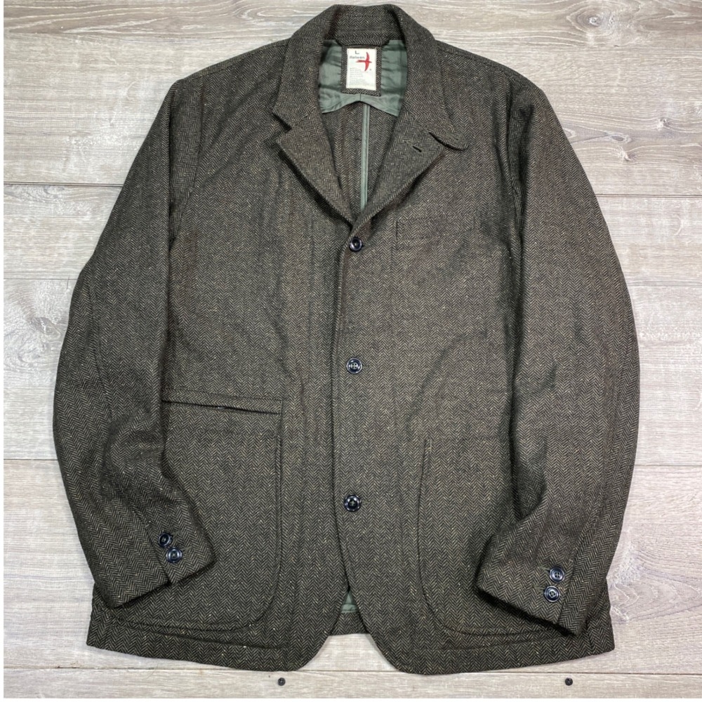 Relwen Heritage Trap Blazer Men's Large Wool Herringbone Field Jacket Huckberry